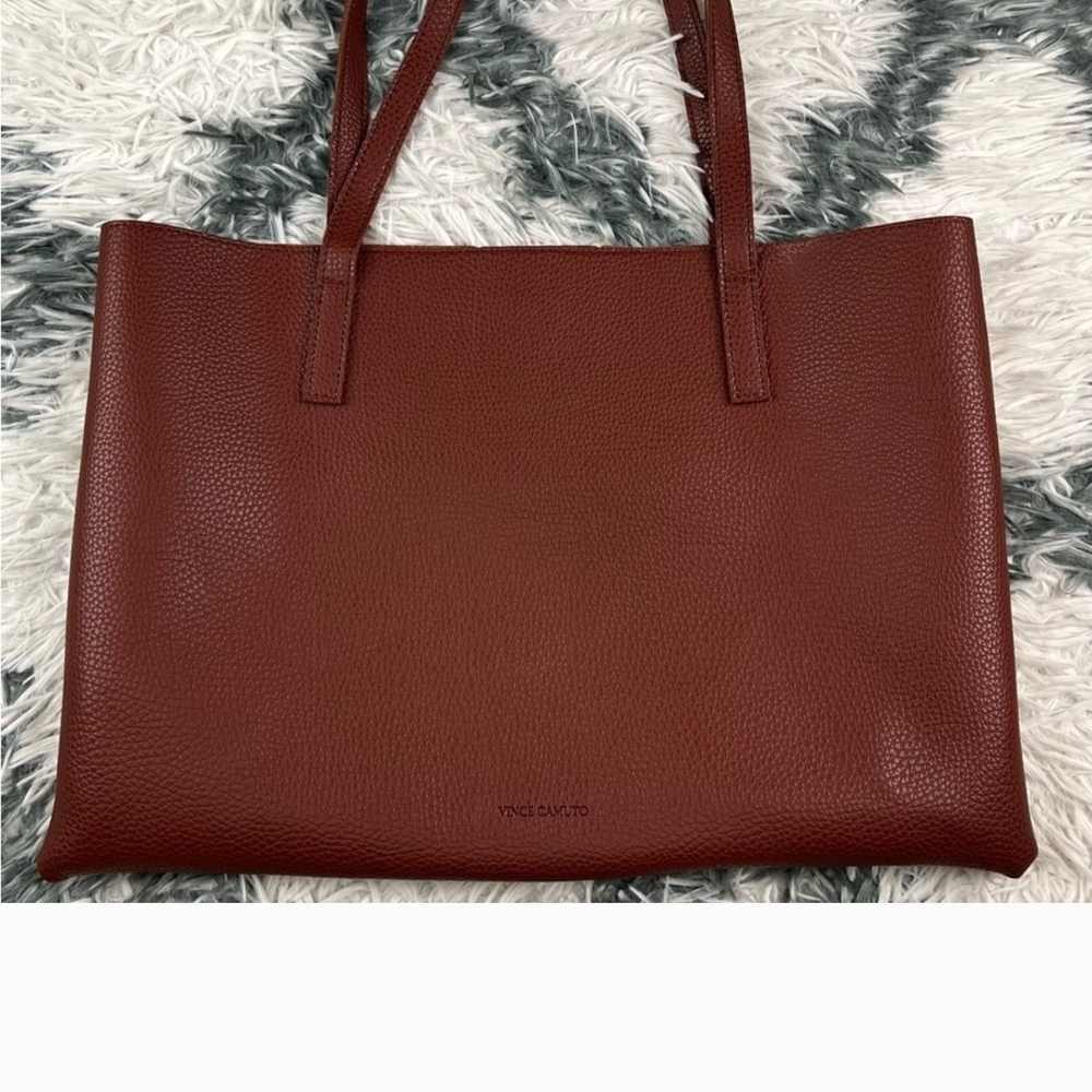 Vince Camuto Tan and Black Leather Tote - Picture 4 of 8